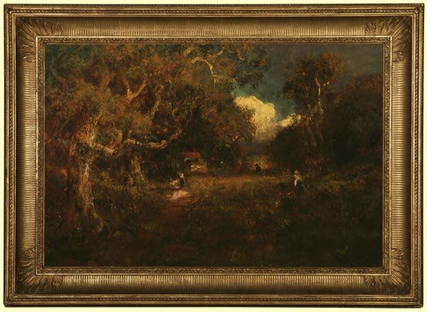 William Keith (1838-1911): figures in a wooded glade, signed lower right: W. Keith, oil on canvas, 20x30, est:$4000/6000. Provenance: Estate, San Gabriel, CA