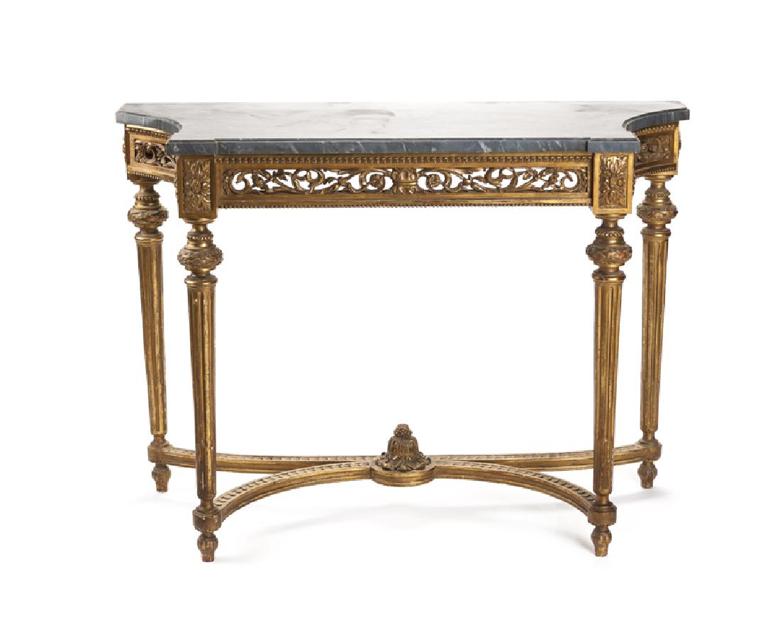 A Louis XVI-style carved giltwood console table (1 of 4)