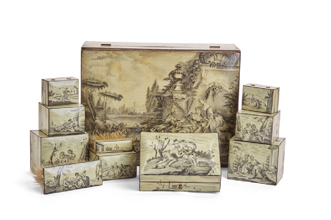 A set of French hand-painted en grisaille Spa boxes (1 of 3)