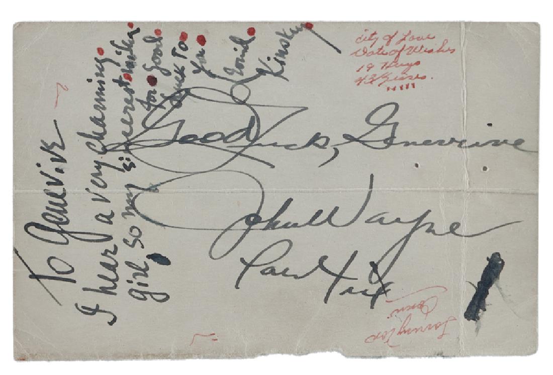 John Wayne and Leonid Kinskey autographed note (1 of 3)