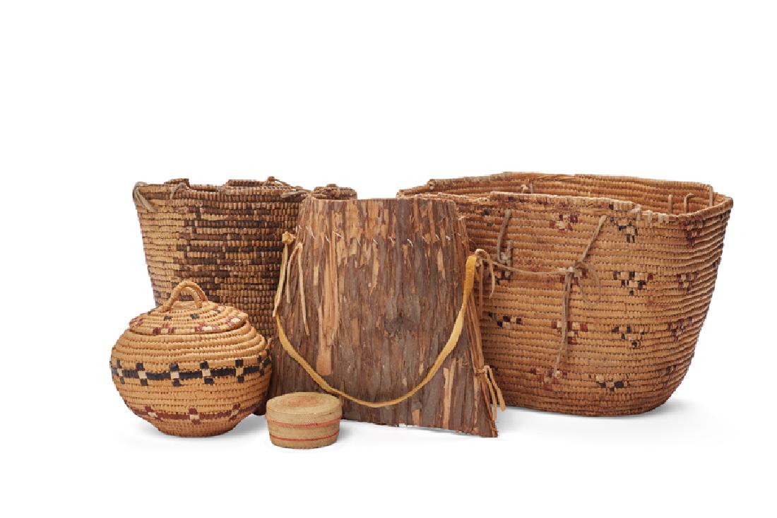 Five Pacific Northwest Coast Native American baskets