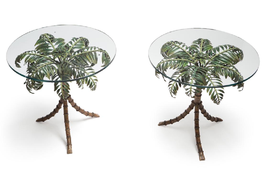 A pair of glass and metal side tables (1 of 2)