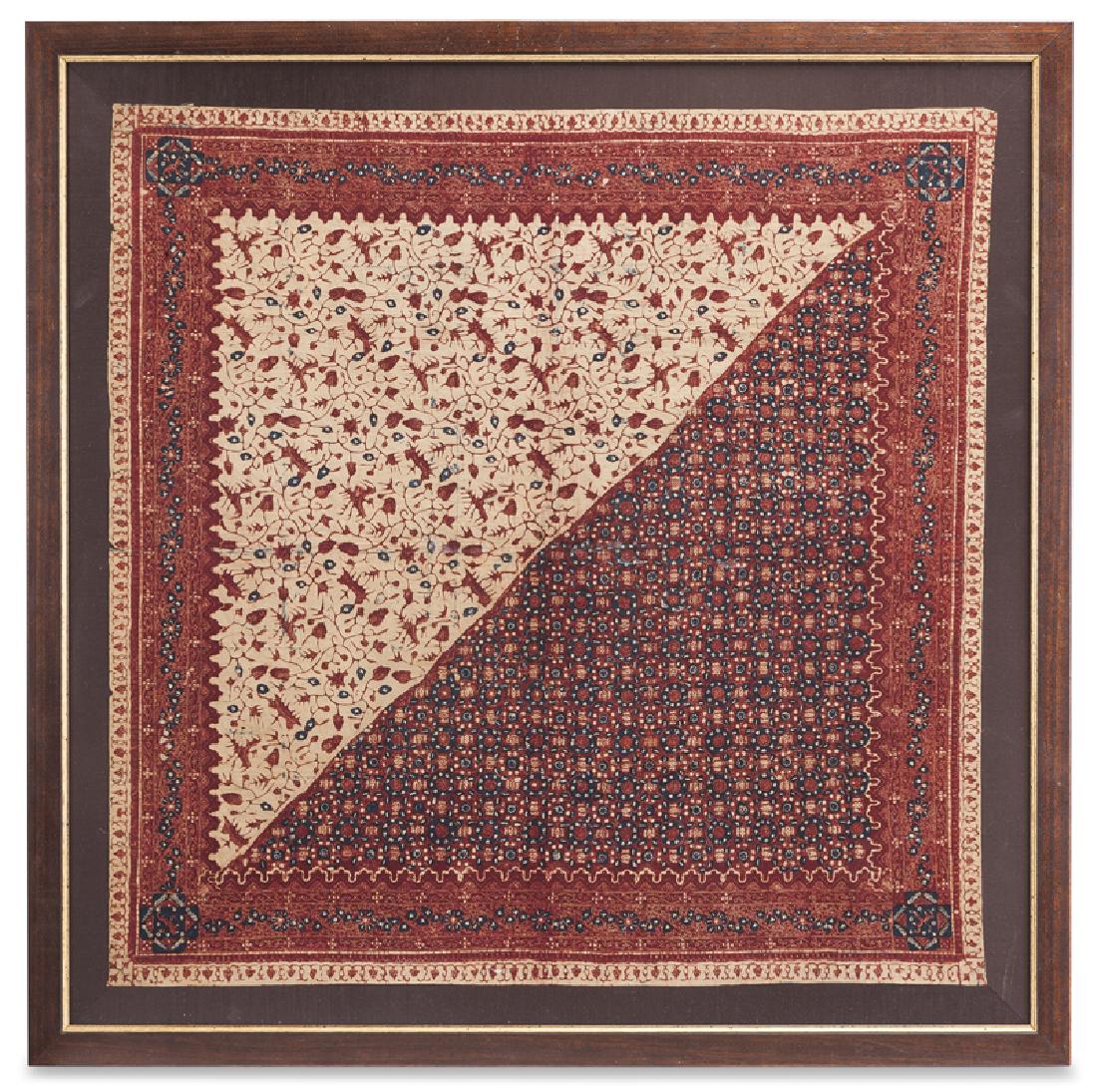 A framed South Asian silk batik scarf (1 of 4)