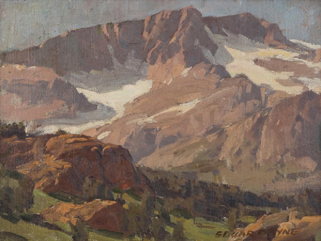 Edgar Alwin Payne (1883 - 1947 Los Angeles, CA): ''High Country'', High Sierras Oil on canvas laid to board Signed lower left: Edgar Payne, titled in another hand verso 12'' H x 16'' W Provenance: Private Collection, Chico, CA. Notes: Framed size: 1