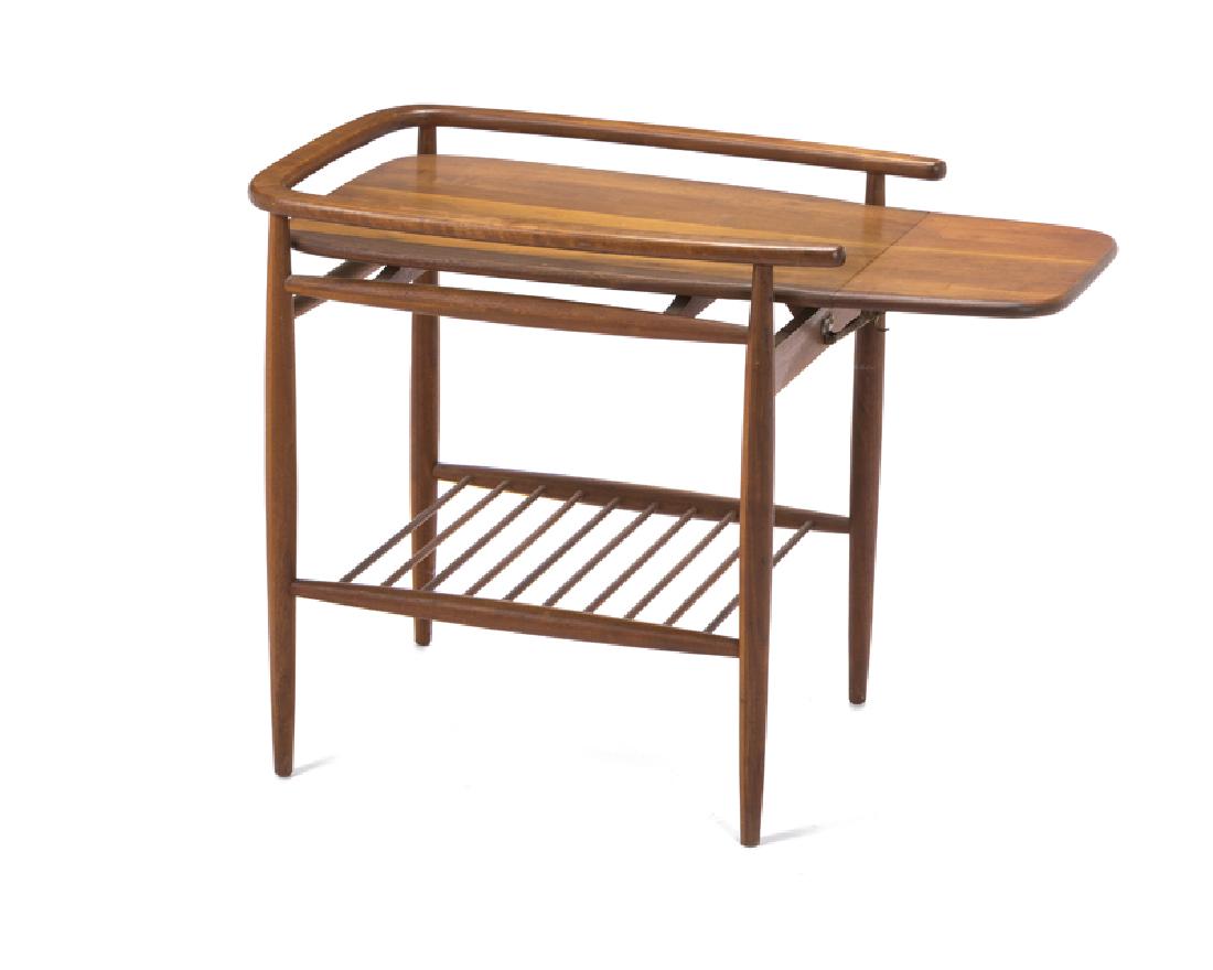 A Mid-century Modern walnut bar cart with drop tray (1 of 4)