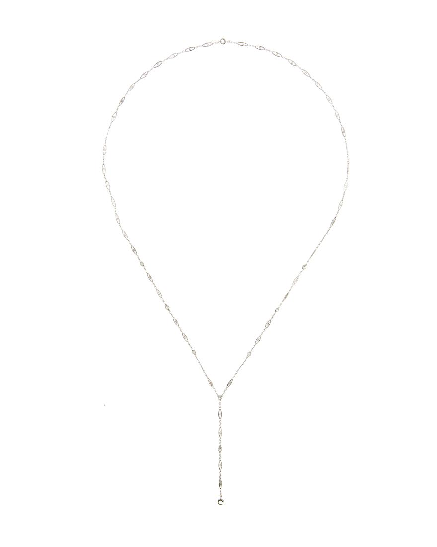 An Art Deco collet diamond Y-chain necklace (1 of 2)