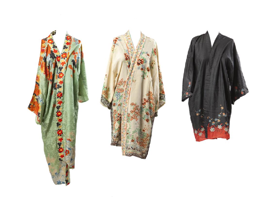 Three vintage Japanese silk floral-motif robes (1 of 5)