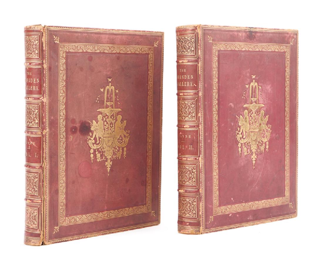 Pair leather-bound books, Payne's Royal Dresden Gallery (1 of 5)
