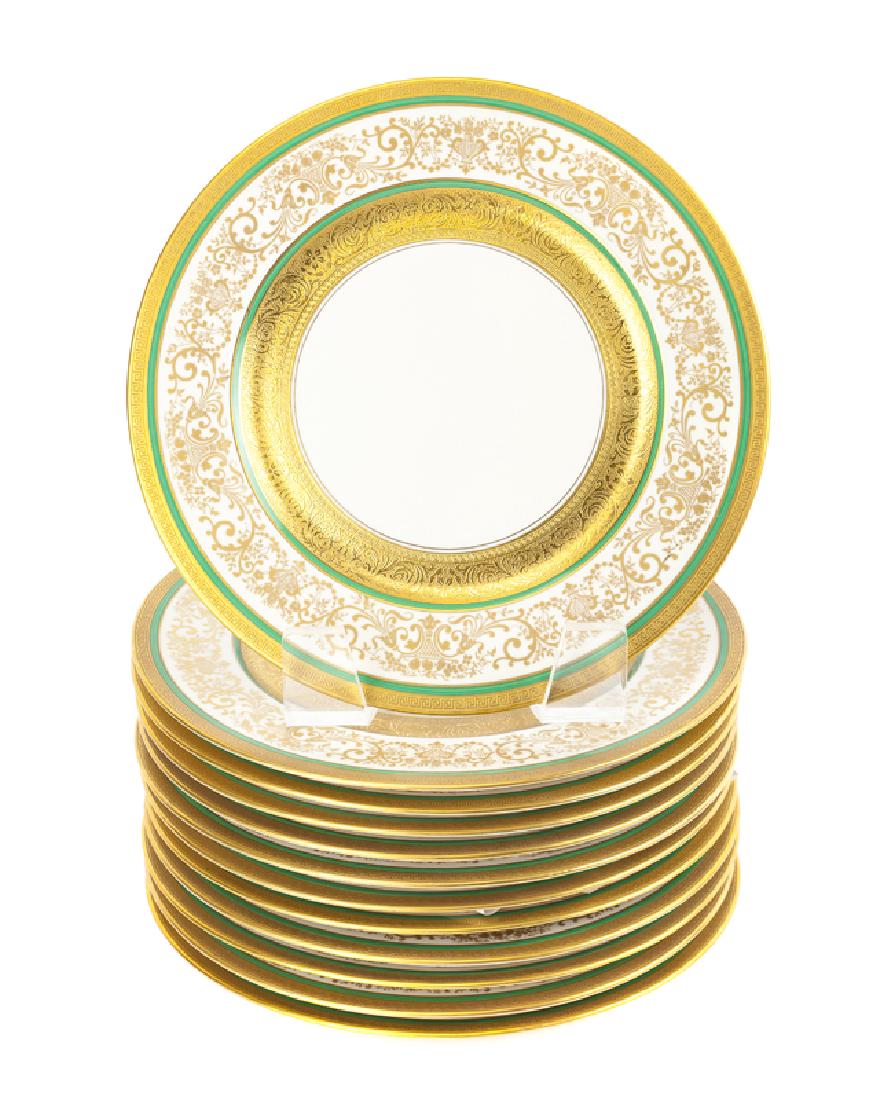Twelve gilt dinner plates, Coronet (1 of 2)