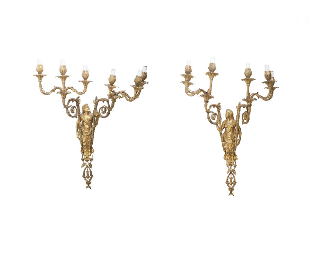 A pair of Louis XVI-style figural gilt-bronze sconces (1 of 1)
