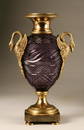 1004: AN AUSTRIAN NEOCLASSIC CUT-AMETHYST GLASS VASE