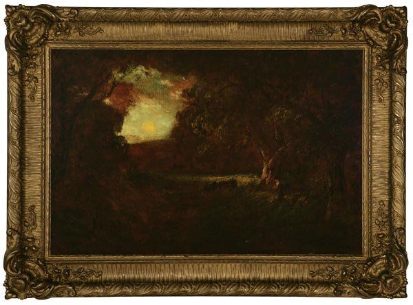 William Keith (1838-1911): figures in an oak glade, signed and inscribed lower right: W. Keith S.F., oil on canvas, 20x30, est:$5000/7000.