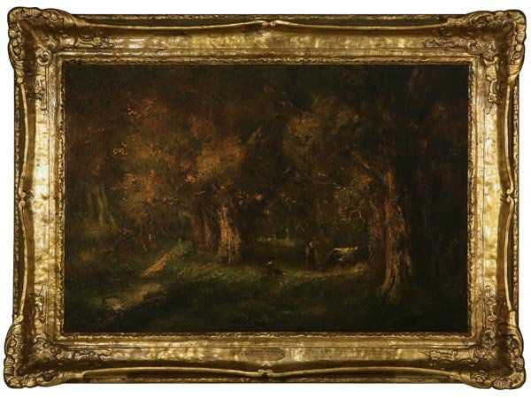 William Keith (1838-1911): Under the Oaks, signed and inscribed lower right: W. Keith S.F., oil on canvas, 24x36, est:$6000/8000. Provenance: Estate, Glendale, CA.