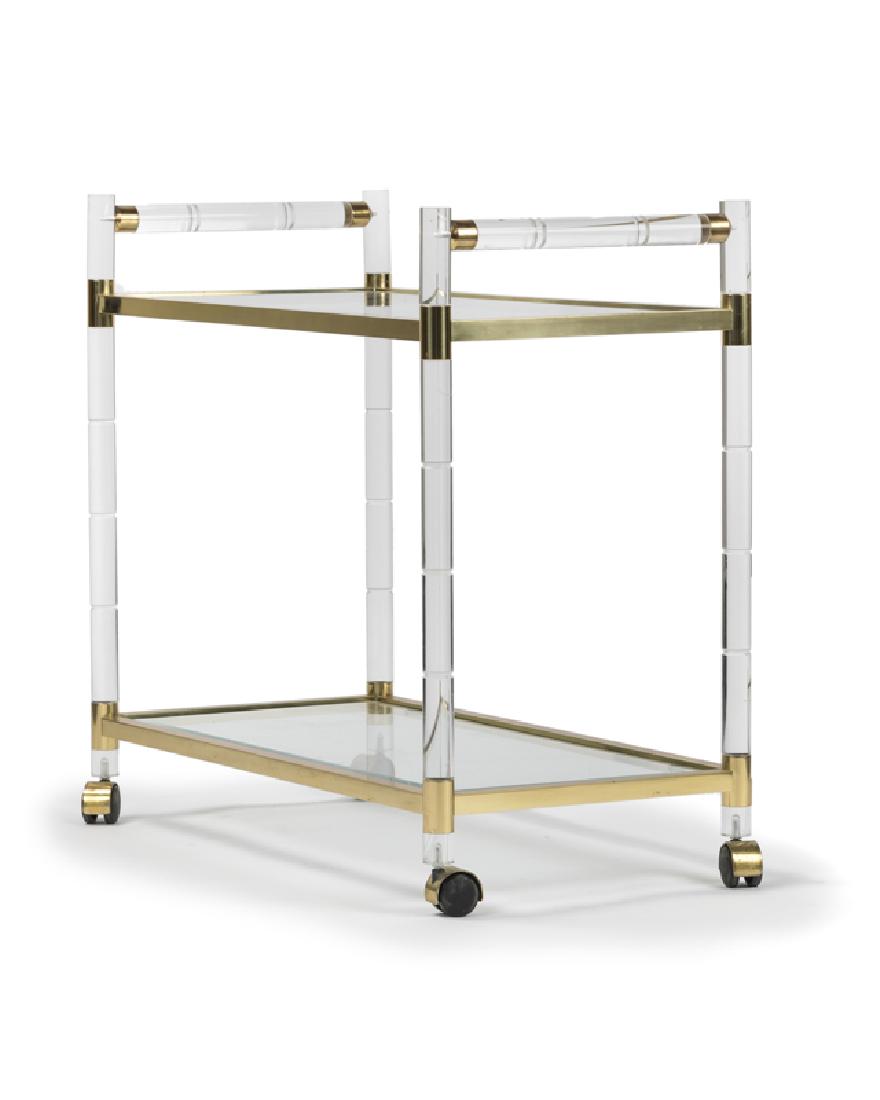A Lucite and brass bar cart, Charles Hollis Jones (1 of 2)