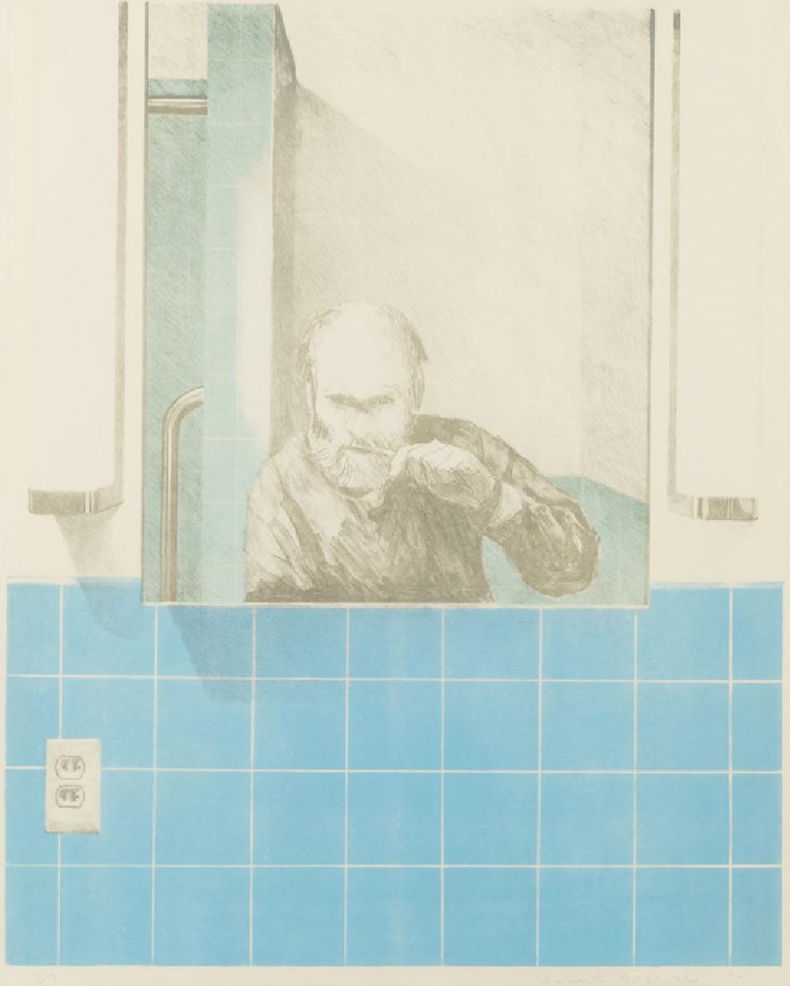 Robert Bechtle (1932 - * San Francisco, CA): Toothbrush, Variant II, 1967 Color lithograph on BFK Rives paper under glass Edition 7/9, signed and dated in graphite in the margin lower right: Robert Bechtle / 1967, numbered in graphite in the mar