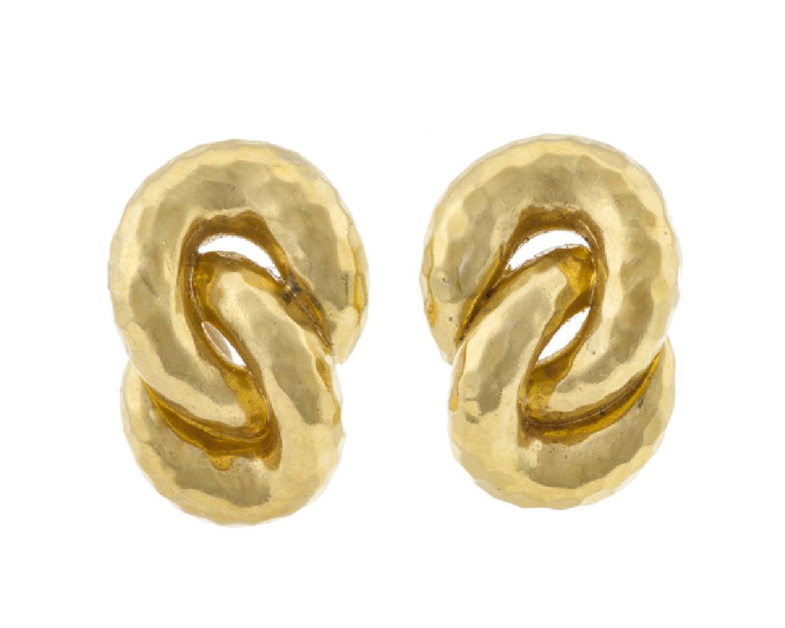 A pair of gold knot ear clips, Henri Dunay (1 of 2)