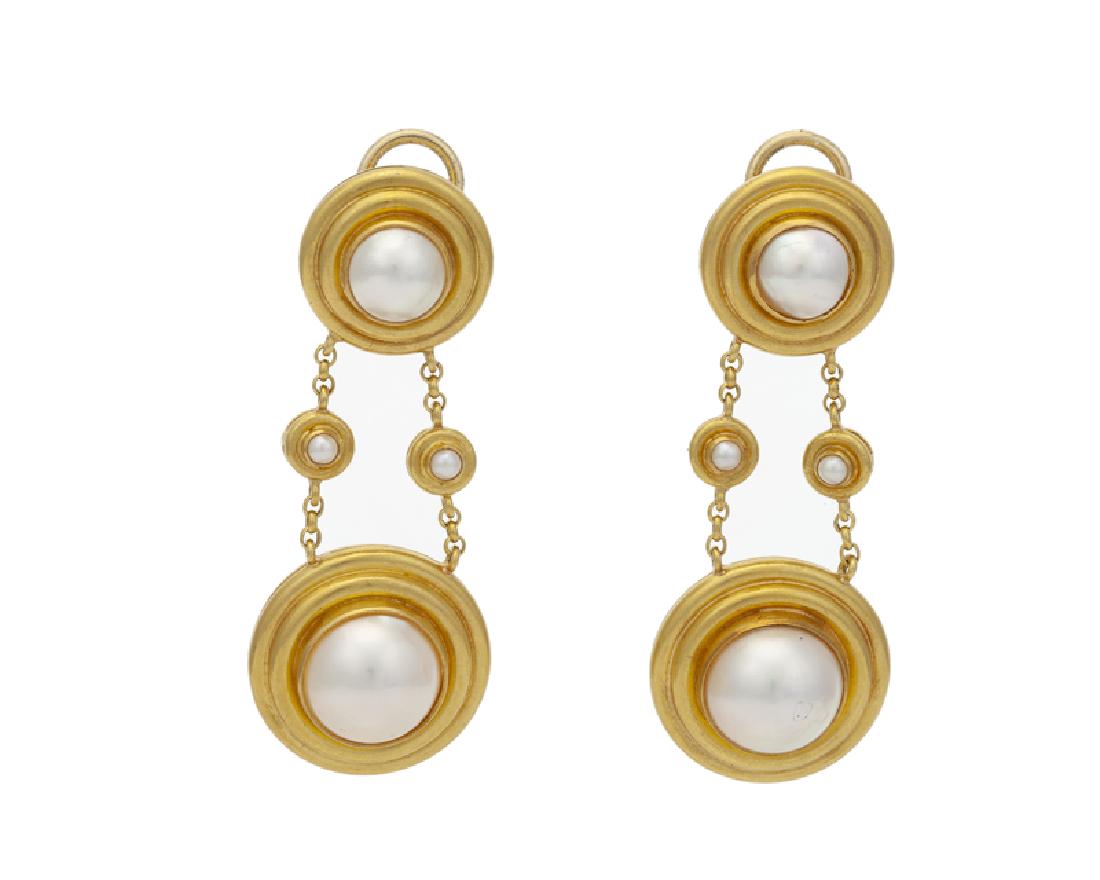 A pair of mabe pearl and gold earrings, Elizabeth Locke (1 of 4)