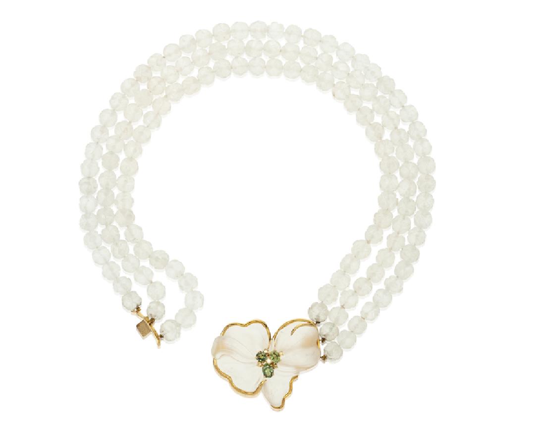 A carved rock crystal and gem-set brooch/necklace (1 of 4)