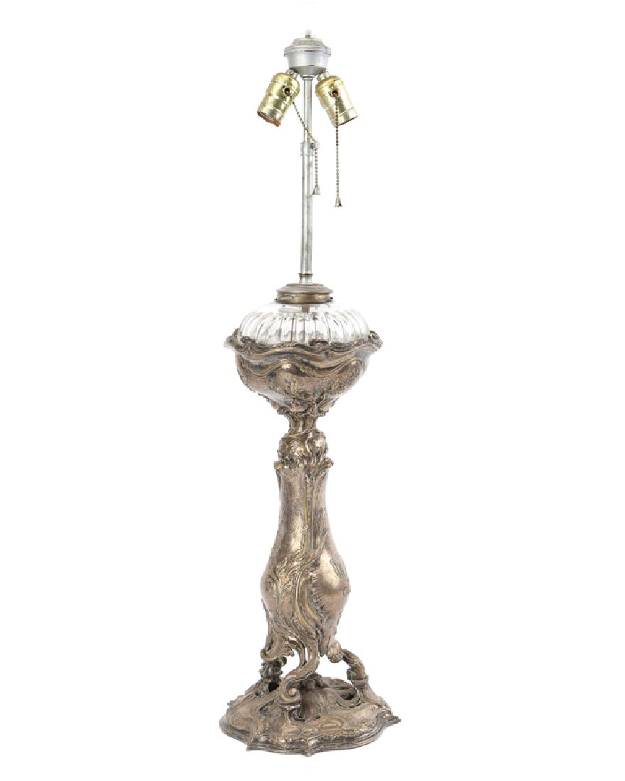 A Continental silver-plated Rococo-style lamp (1 of 2)