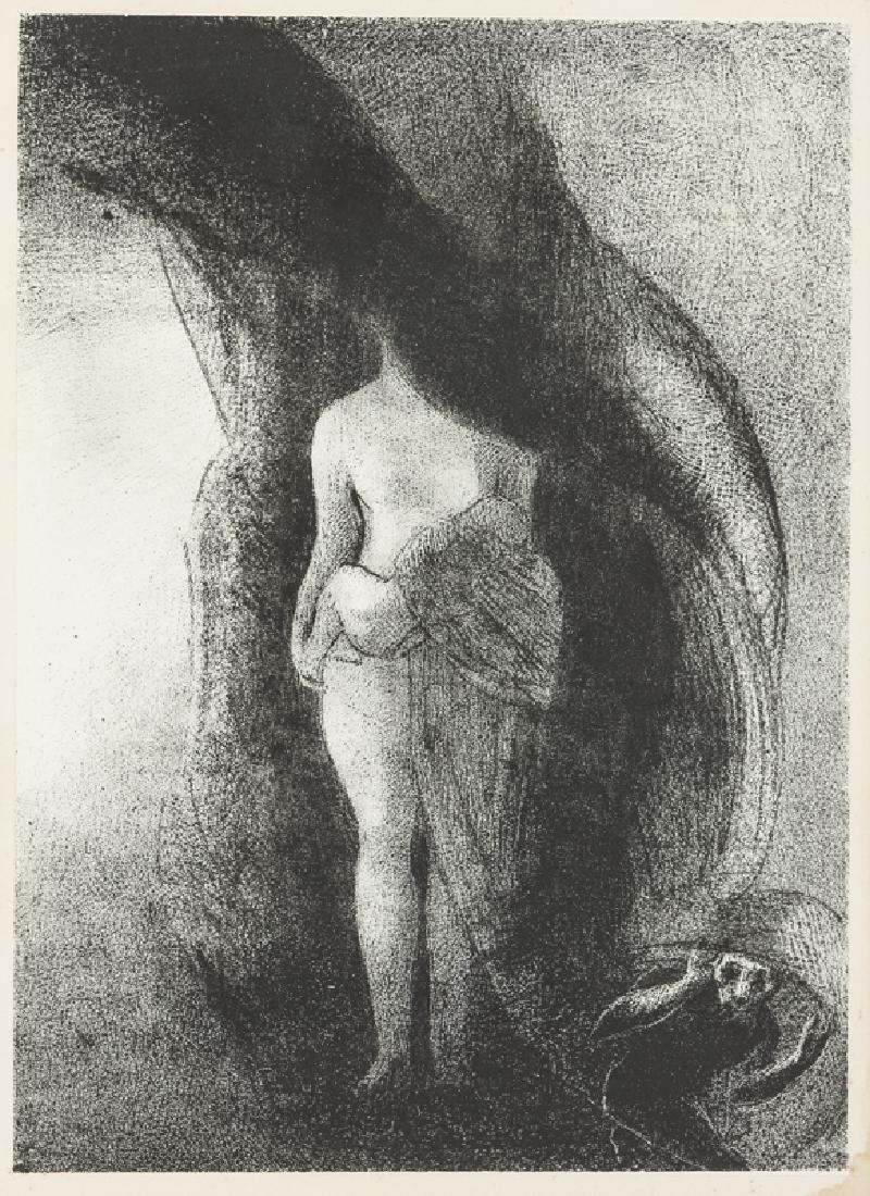 Odilon Redon (1840 - 1916 French): "Je suis Toujours la Grande Isis [I am Always the Great Isis]", 1896 Lithograph on paper under glass Unsigned Image: 11" H x 8" W Provenance: Private Collection, Los Angeles, CA.