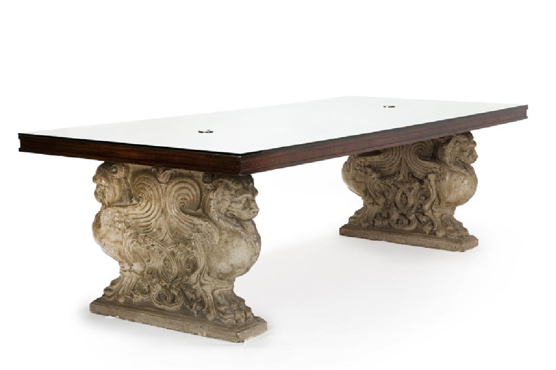 A Gladding McBean table base with wood top (1 of 5)