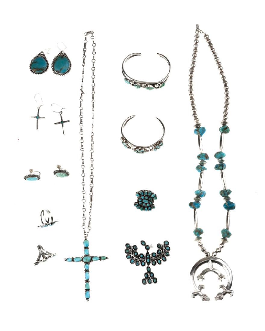 A group of Navajo silver and metal jewelry (1 of 3)