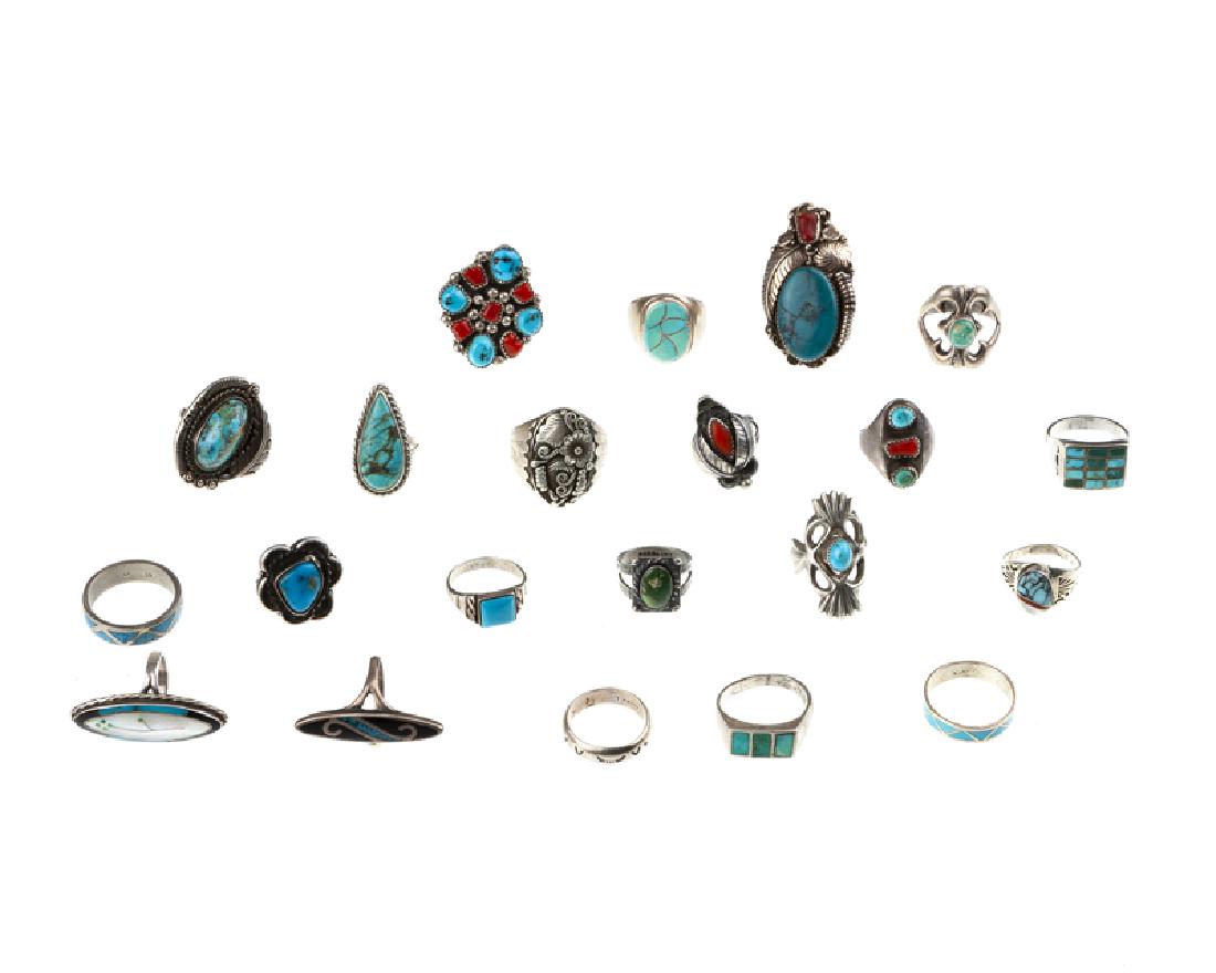 A group of silver Native American rings (1 of 2)