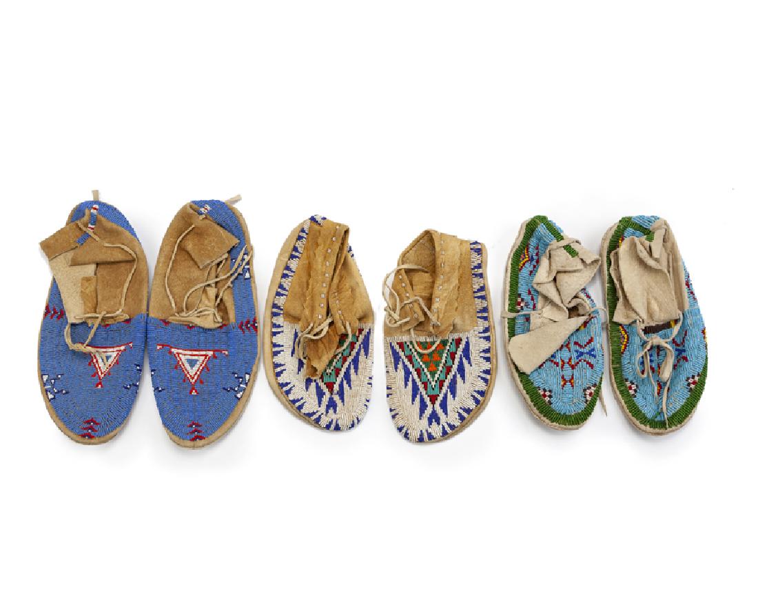 Three pairs of Native American beaded moccasins (1 of 2)