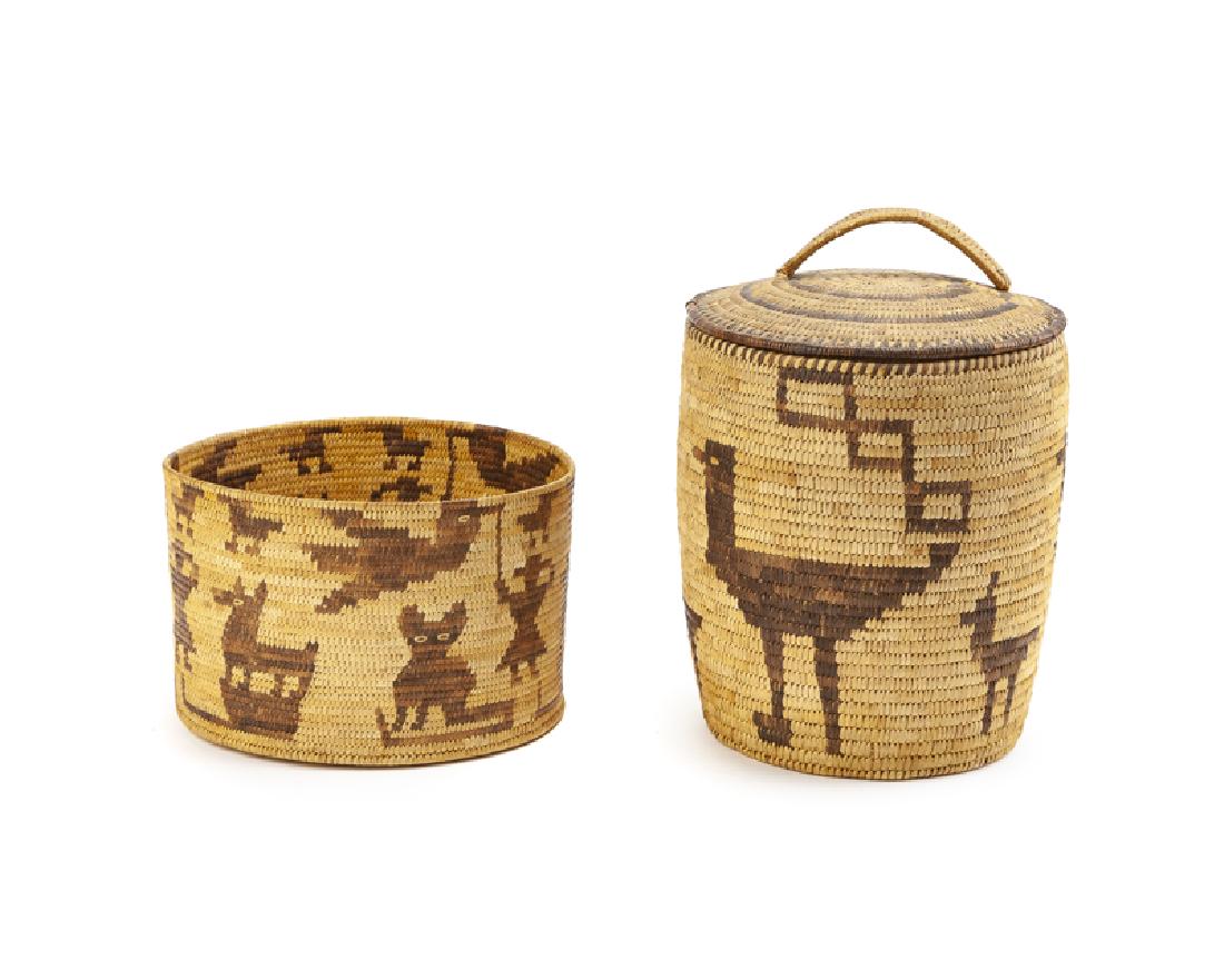 Two large Papago pictorial baskets (1 of 2)