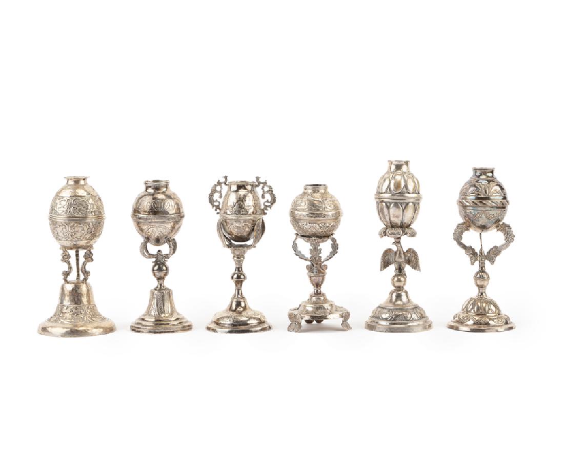 A group of six silver-plated yerba mate vessels (1 of 4)