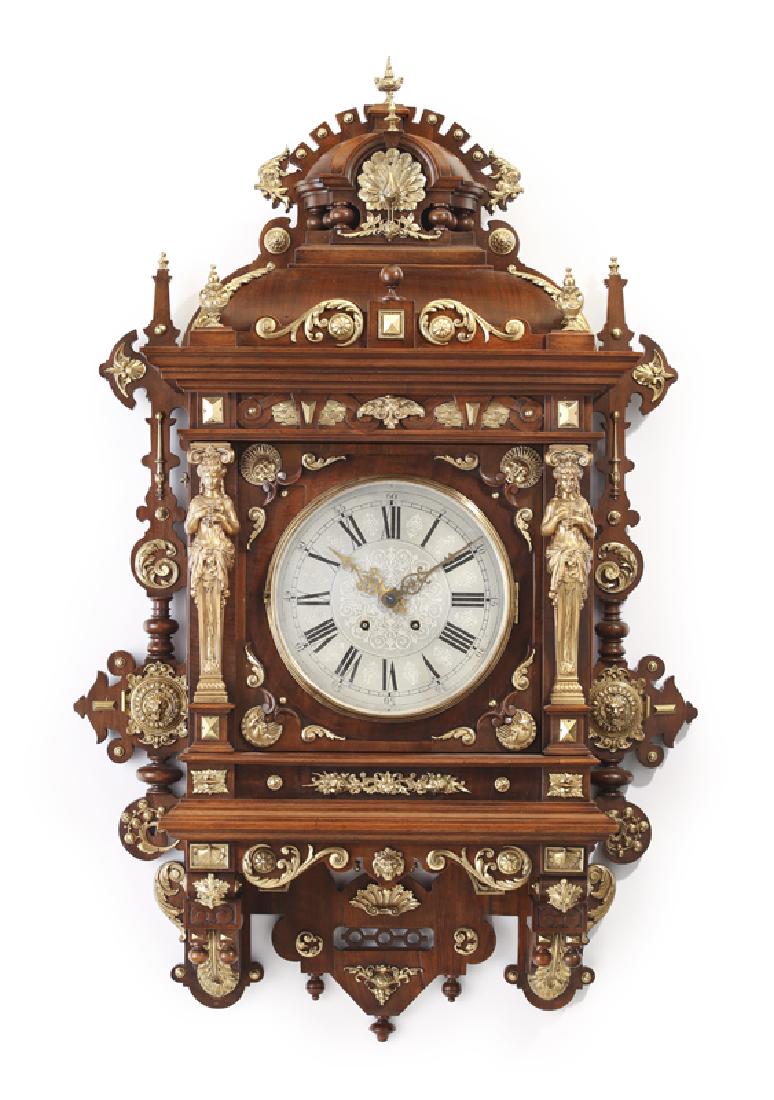 A German walnut gilt bronze-mounted wall clock (1 of 4)