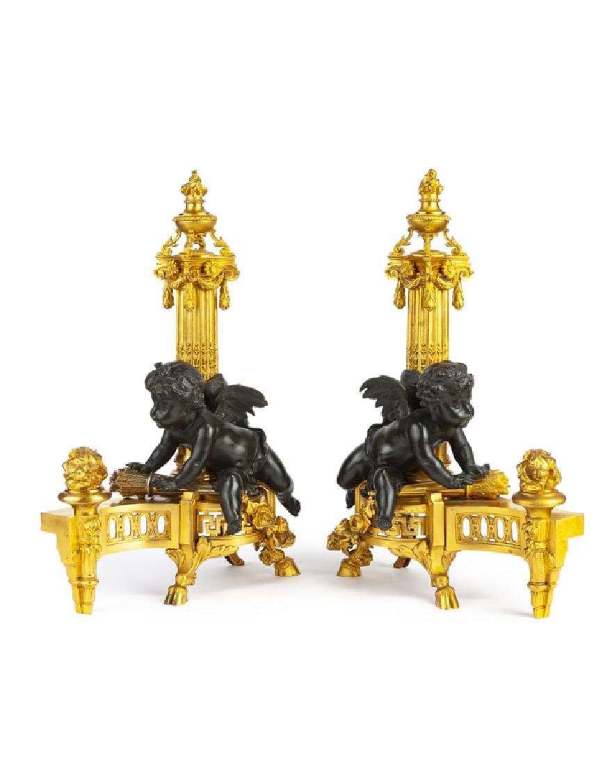 A pair of Louis XVI-style gilt-bronze andirons (1 of 2)