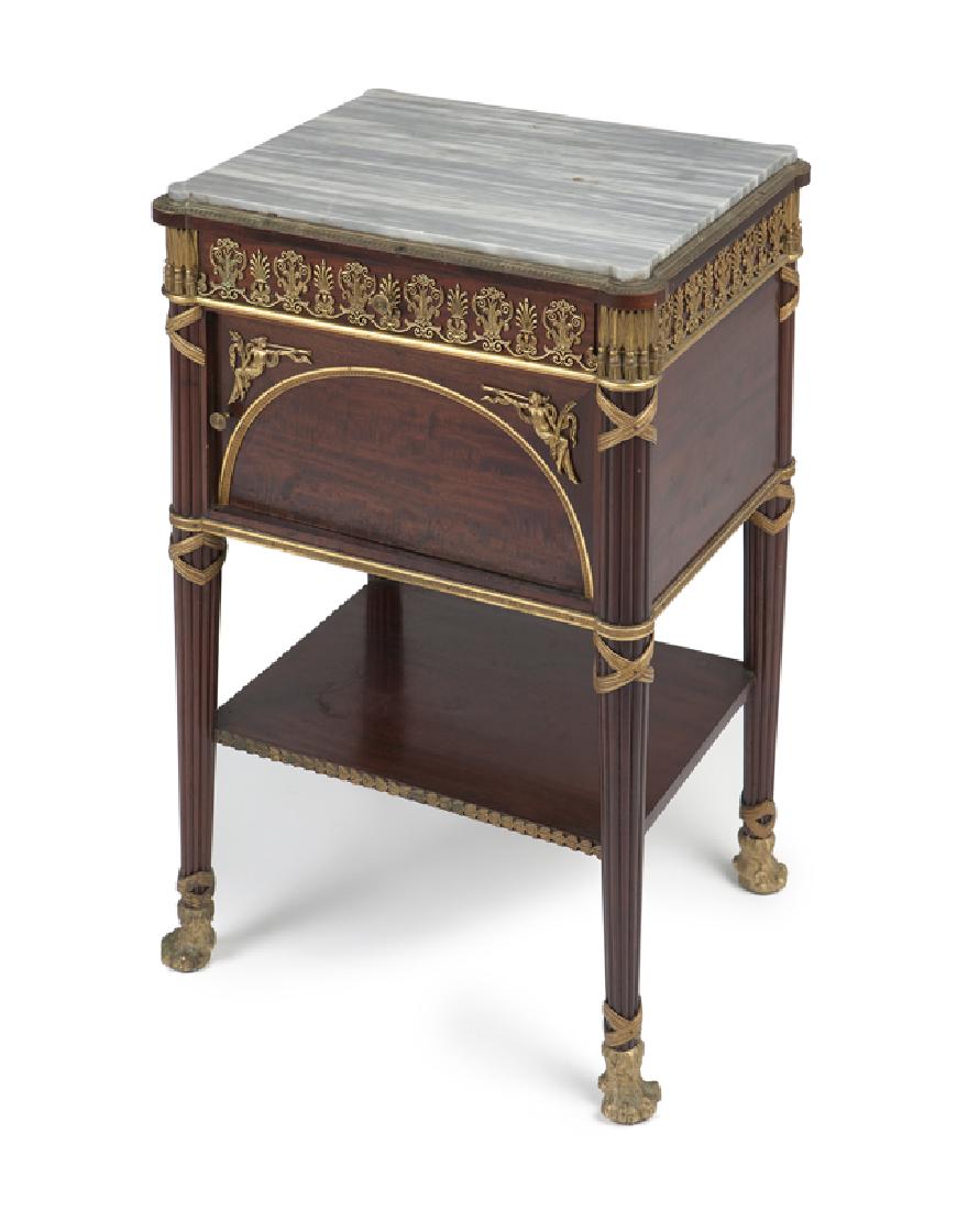 A gilt bronze-mounted bedside cabinet, Zwiener: Last quarter 19th century, Paris Stamped to top of carcass "Mon. Zwiener" for Joseph-Emmanuel Zwiener (fl. circa 1875-1900 German/French), and "Jansen Suc.r" for Paris retailer Maison Jansen (1880-198