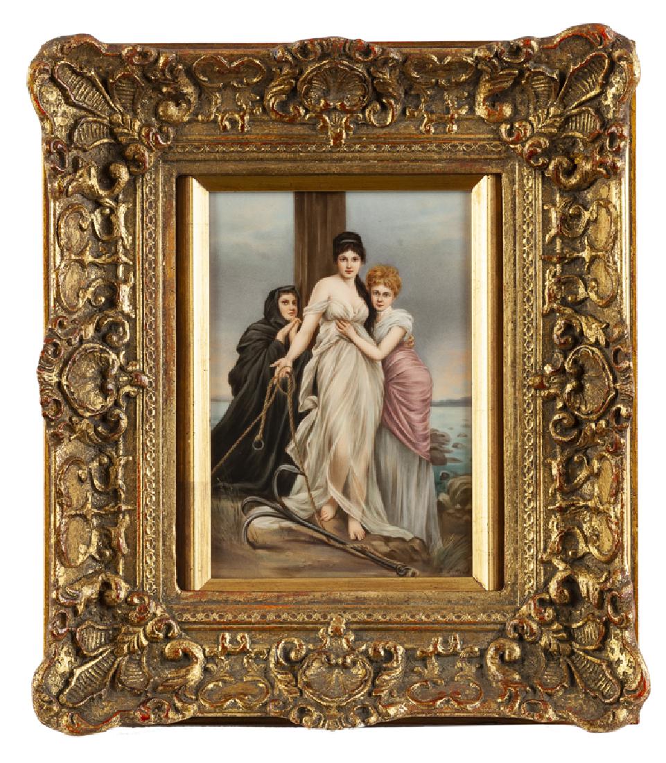 A framed Royal Vienna-style hand painted porcelain (1 of 5)