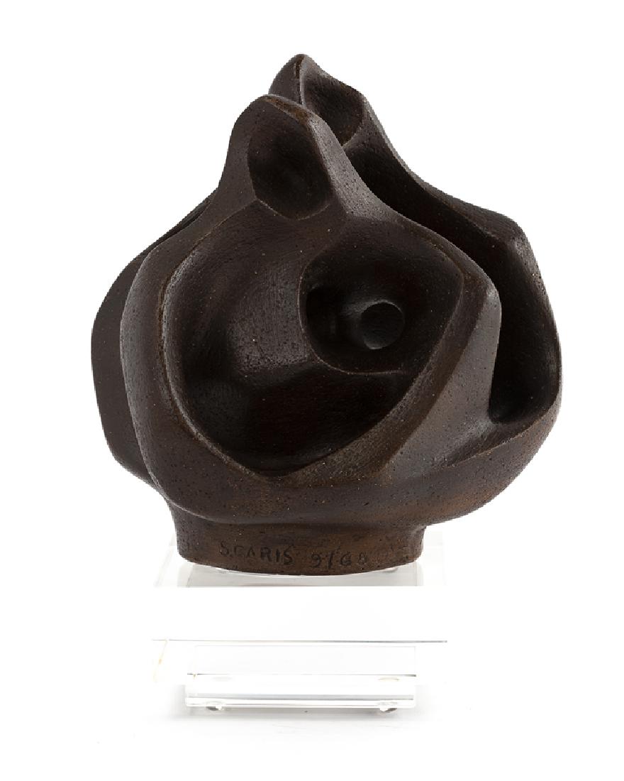 Sheldon Caris (1934-* American): Untitled Ceramic on stepped acrylic plinth Signed: S. Caris 9/68 Overall: 12.5" H x 9.25" W x 8" D Provenance: Estate of Ruth and Allen Ziegler, Brentwood, CA