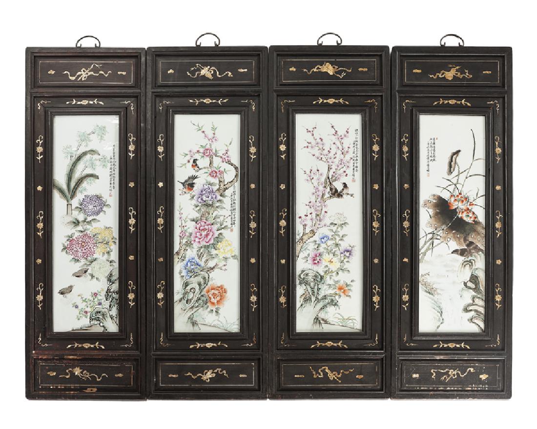 Four Chinese framed porcelain plaques of the four (1 of 5)