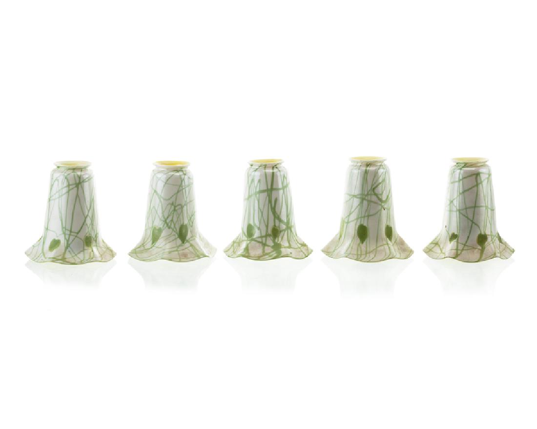 Five trumpet-form art glass shades (1 of 2)