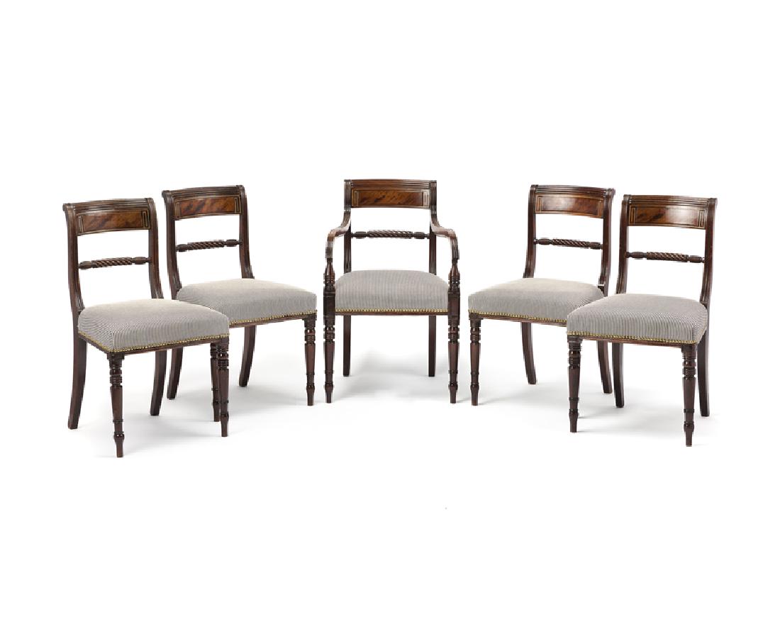 A set of five English Edwardian chairs (1 of 3)