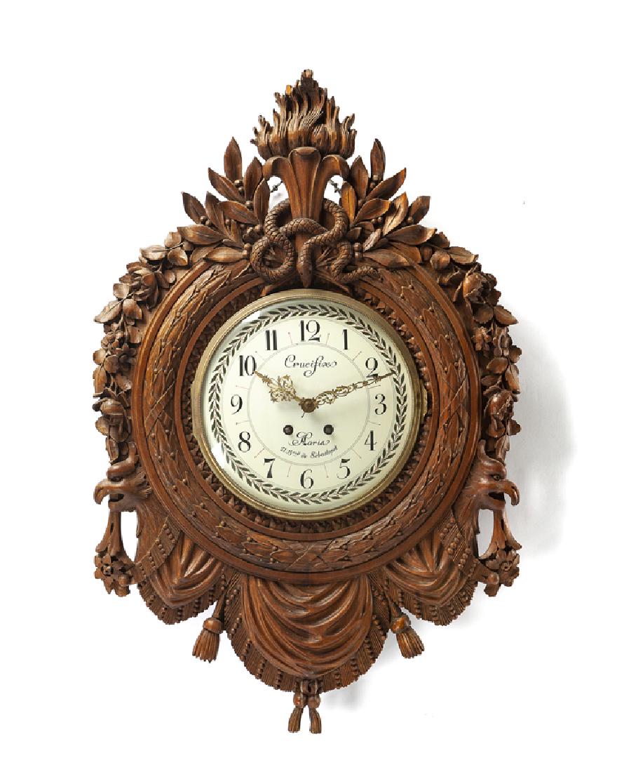 A French carved walnut cartel clock (1 of 5)