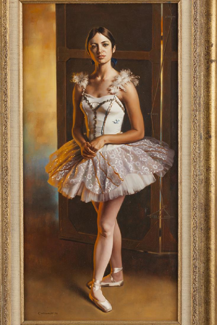Jesse Corsaut (1929 - * Pacific Grove, CA): Standing ballerina, 1978 Oil on masonite Signed and dated lower left: Corsaut 24" H x 12" W