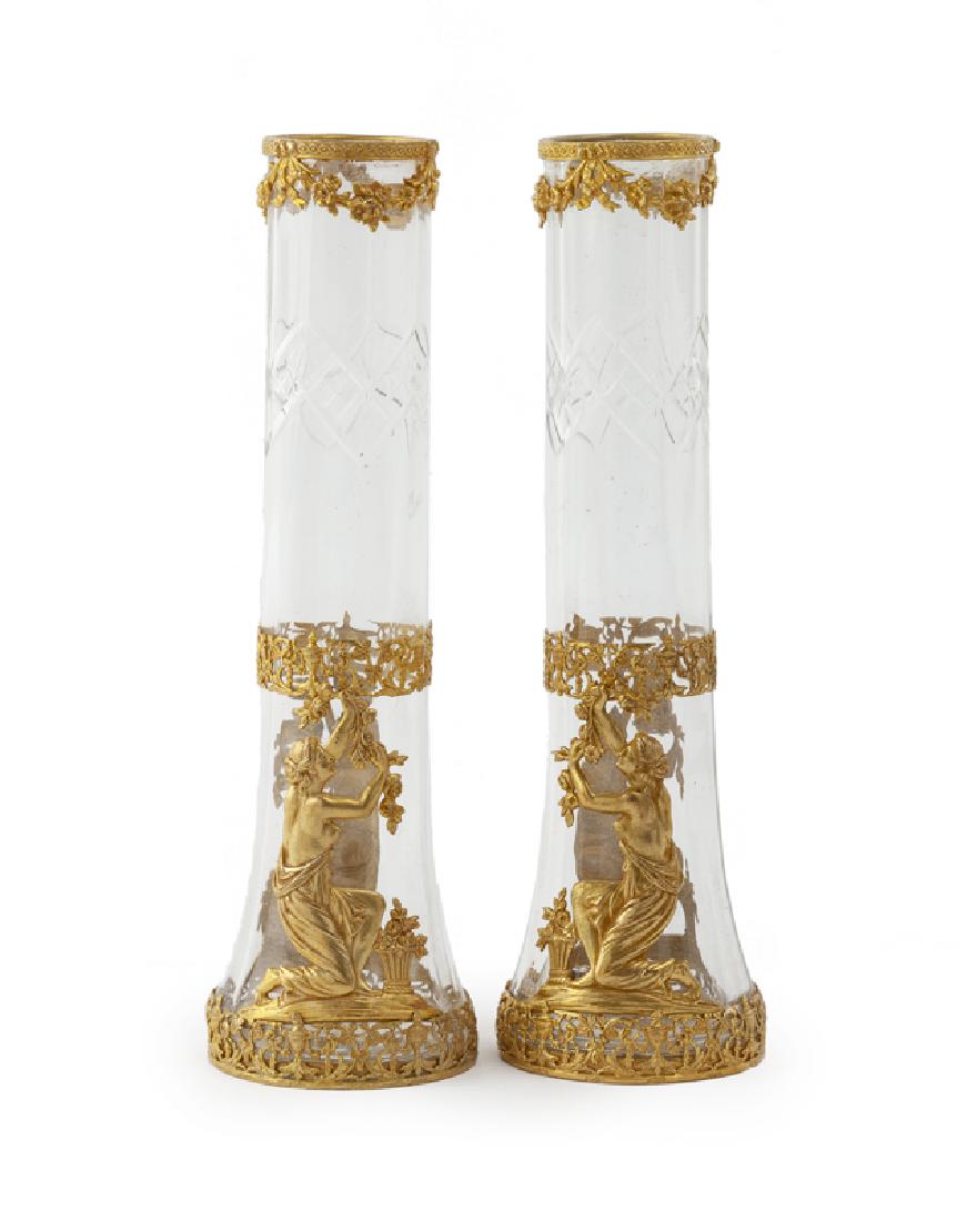 A pair of Continental gilt bronze-mounted bud vases (1 of 3)