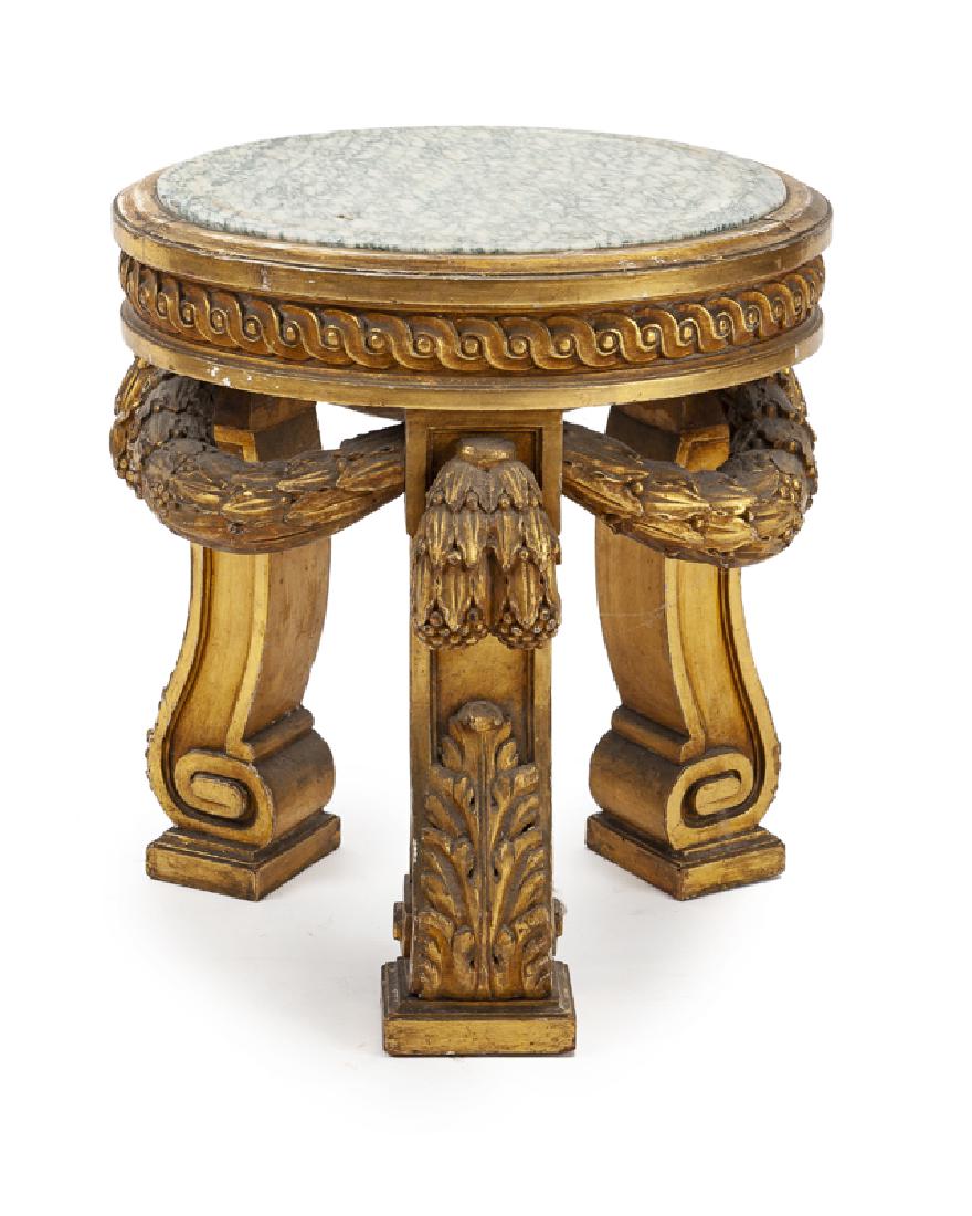 A carved giltwood and marble low table/stand (1 of 2)