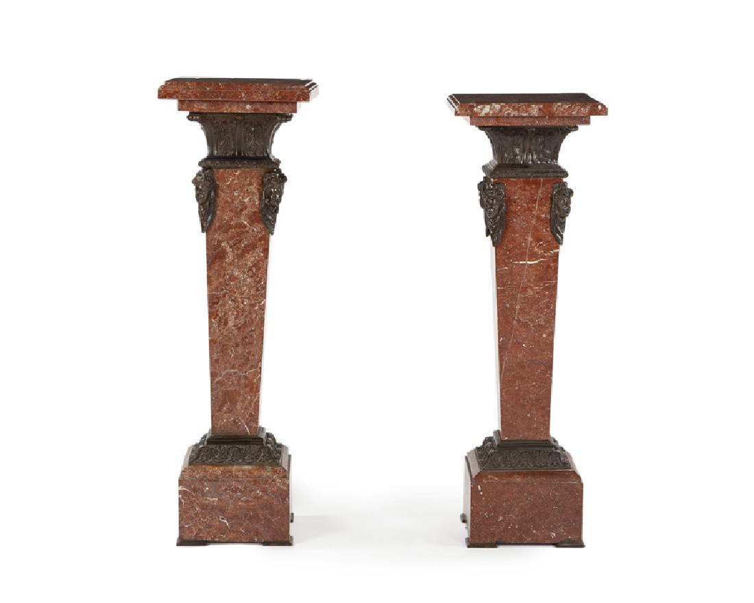 A pair of Continental rouge marble pedestals (1 of 2)