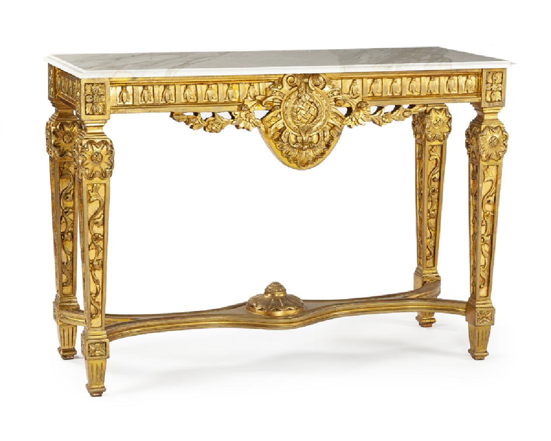 A carved giltwood console table (1 of 4)