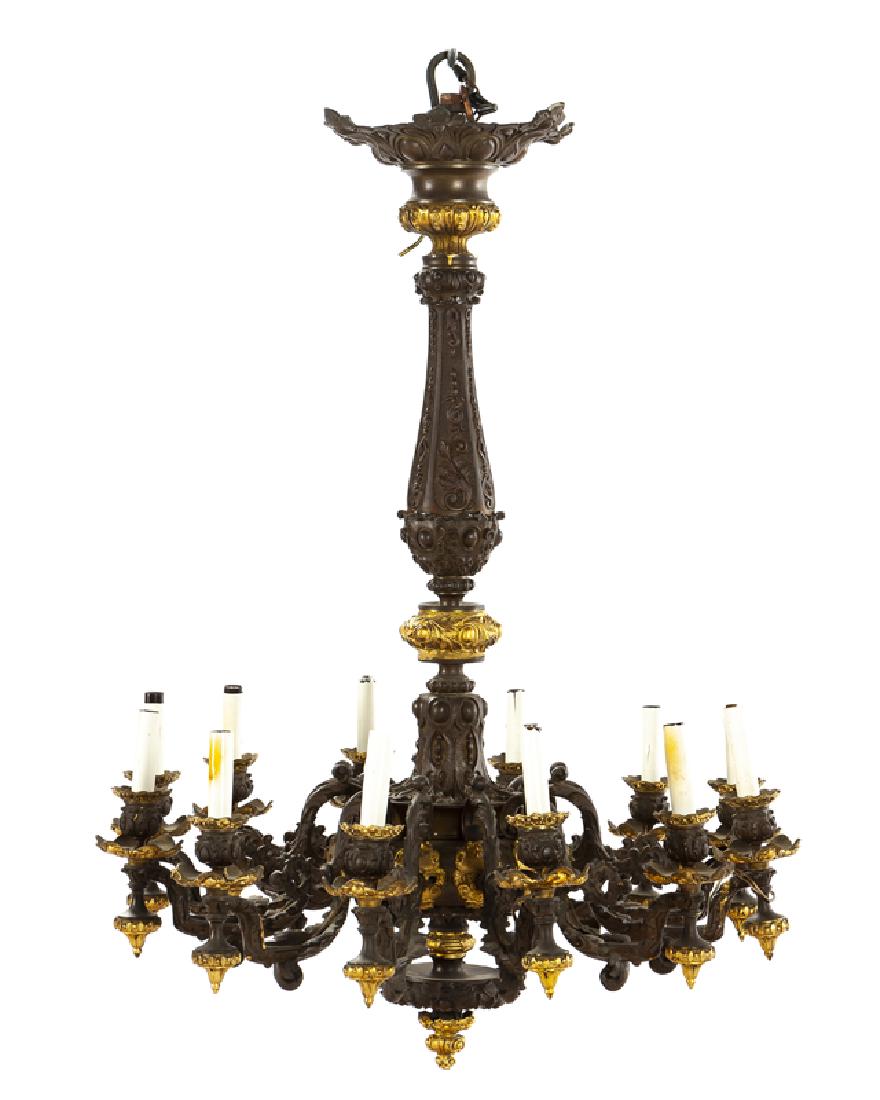A Continental parcel-gilt bronze chandelier (1 of 3)