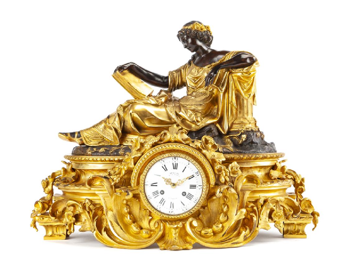 A French Restoration gilt and patinated bronze clock (1 of 4)