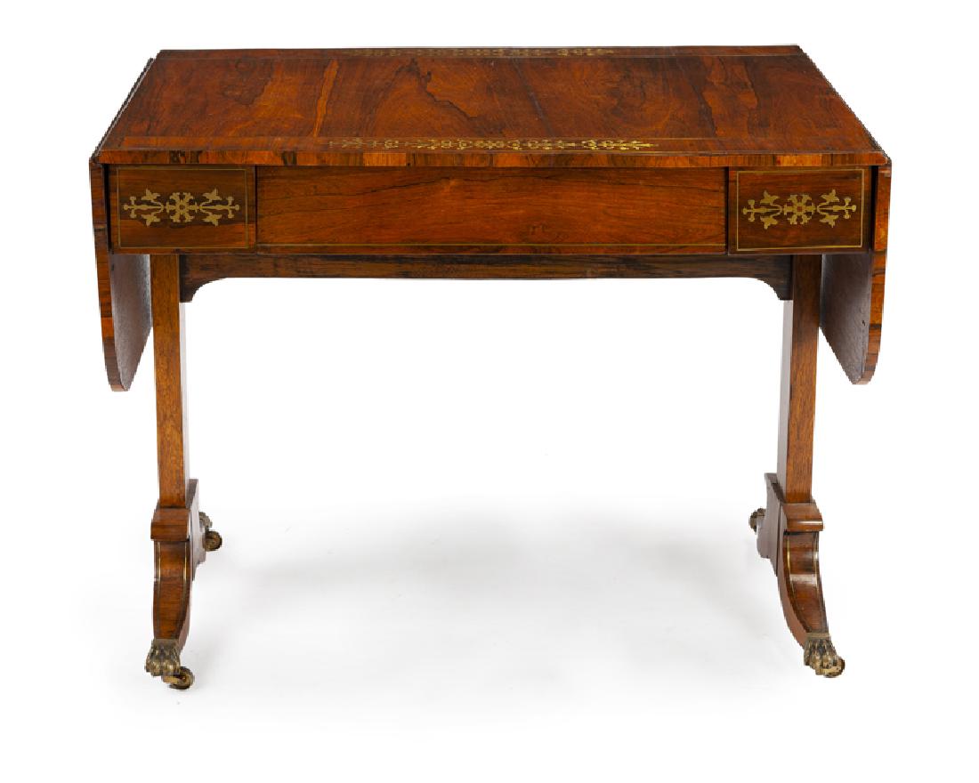 A brass-inlaid drop-leaf library table (1 of 3)