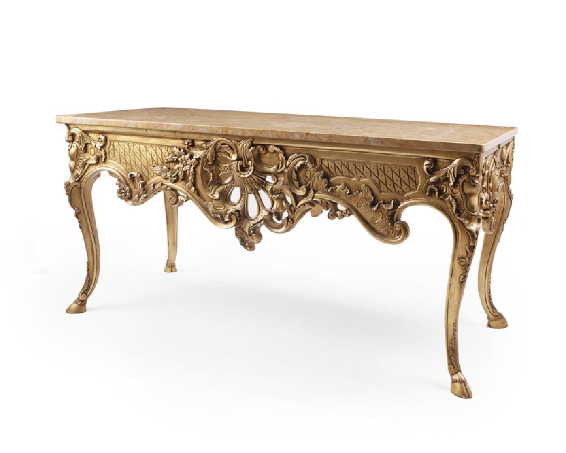 A carved and giltwood console marble-top table, Provasi (1 of 3)