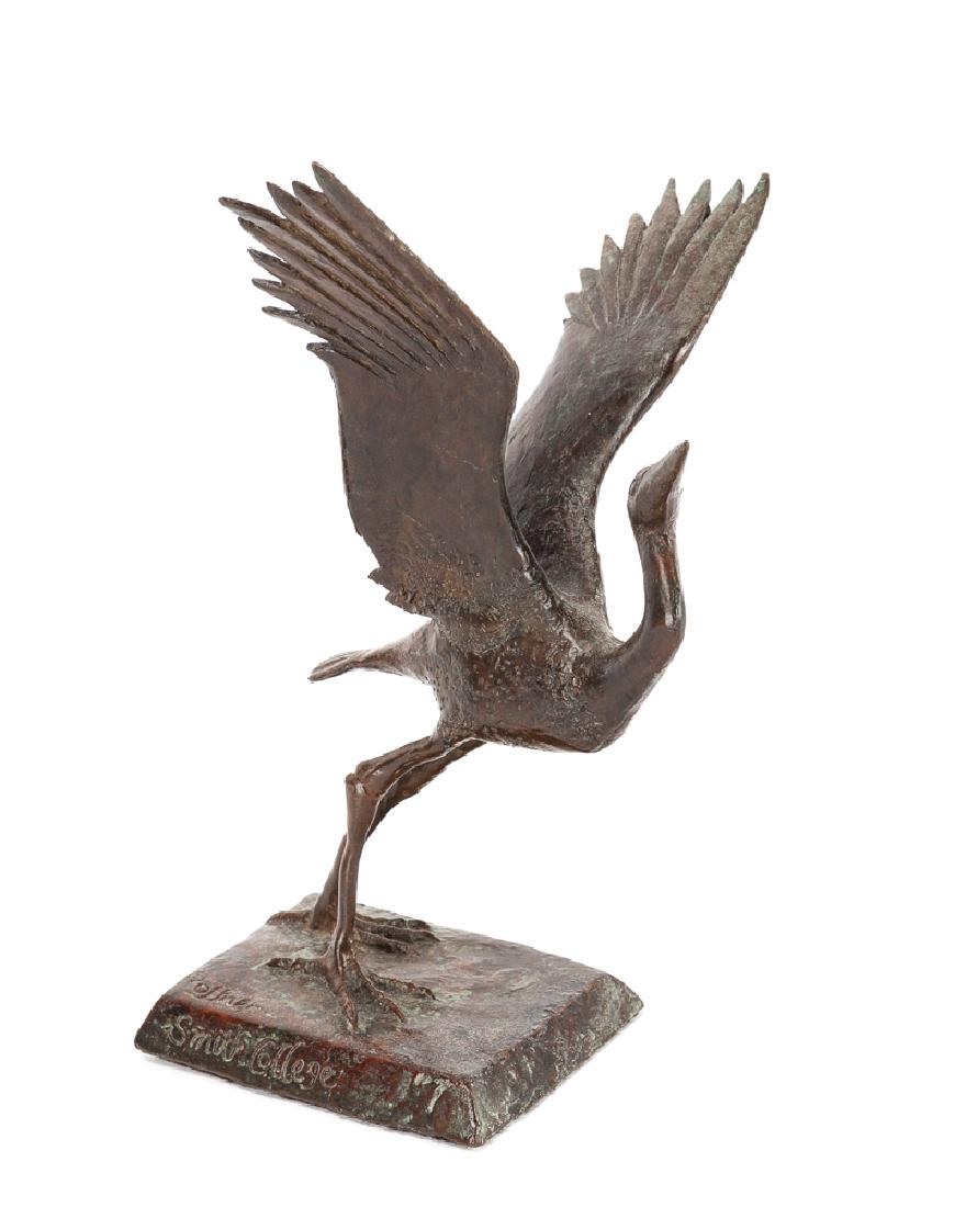 Elliot Offner (1931 - 2010 American): Great Blue Heron (miniature), 1987 Patinated bronze Signed with copyright symbol: Offner; incised: Smith College / Edition of 150 7.5" H x 4.5" W x 5.25" D
