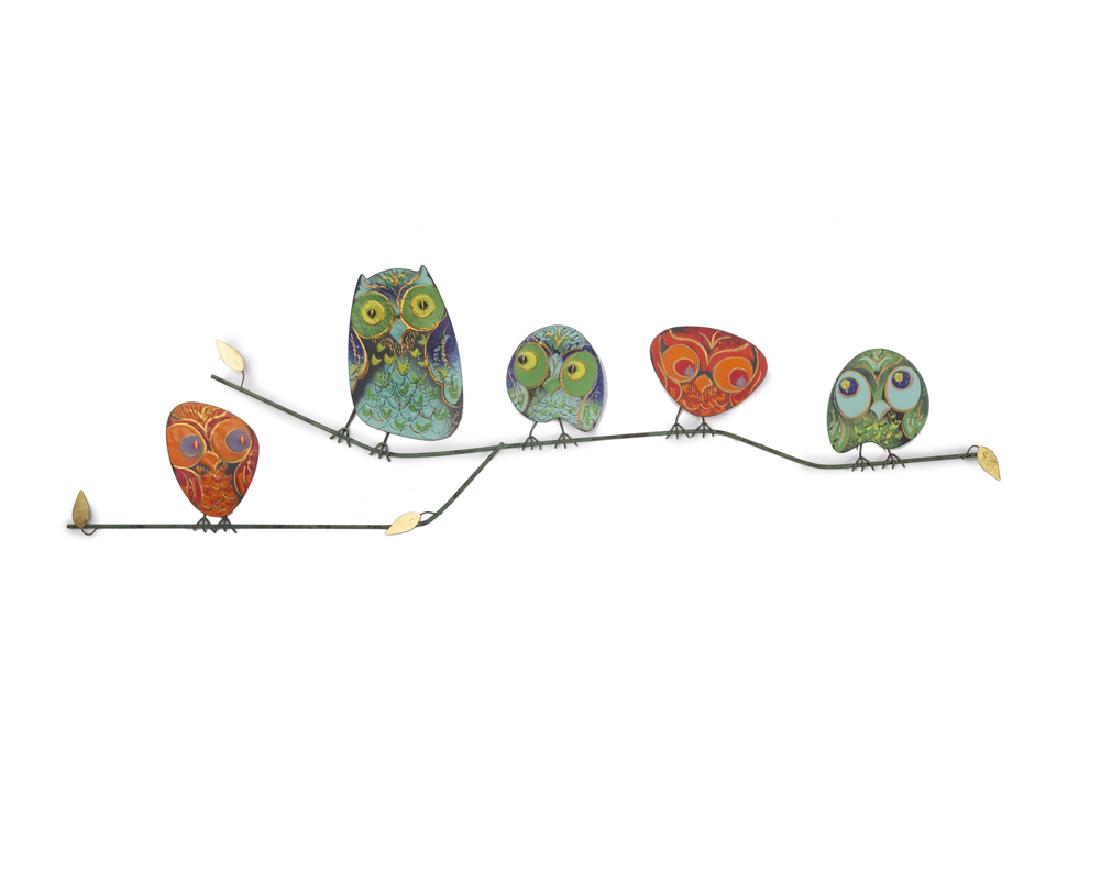 An ''Owl Family'' wall sculpture, Curtis Jere (1 of 3)
